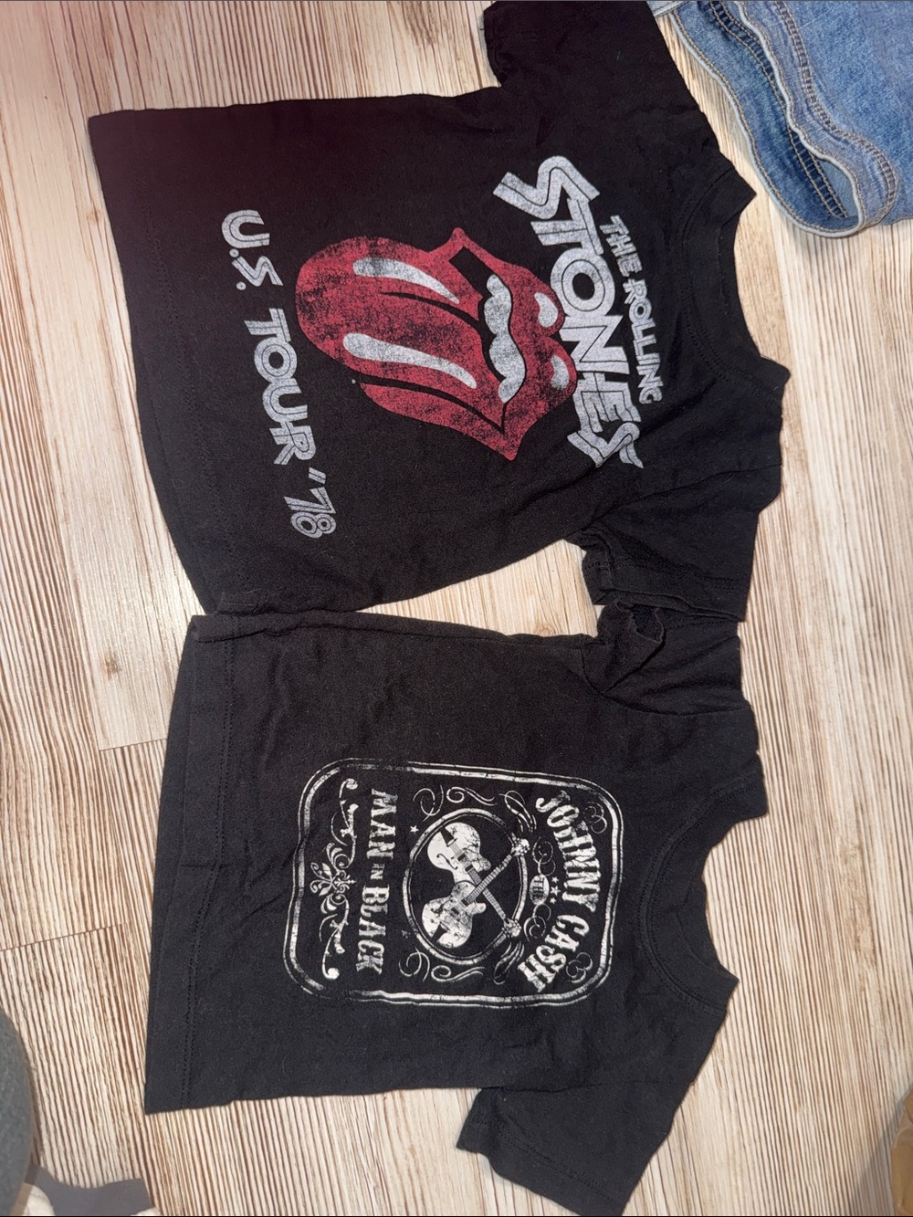 the Rolling Stones Kids Black Tee with Red Tongue Graphic